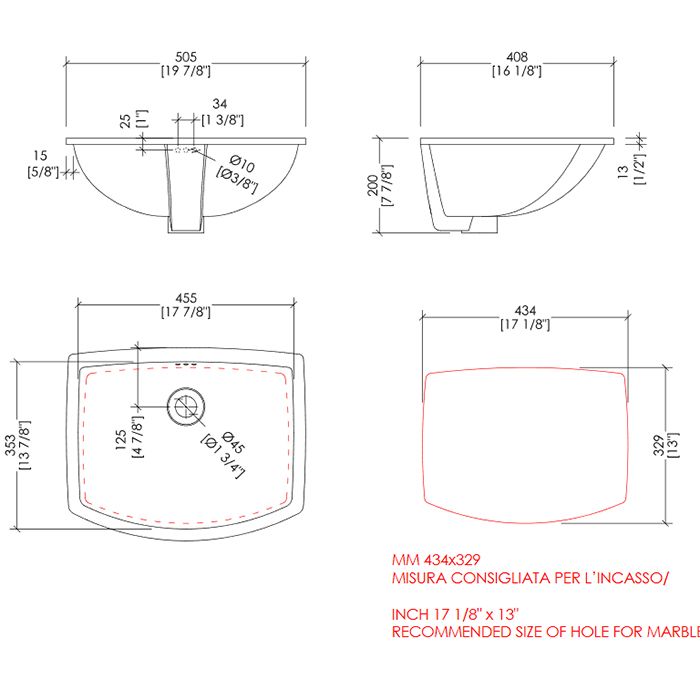 Devon Westminster Раковина встраиваемая 408х505мм без отверстия под смеситель, цвет: белый