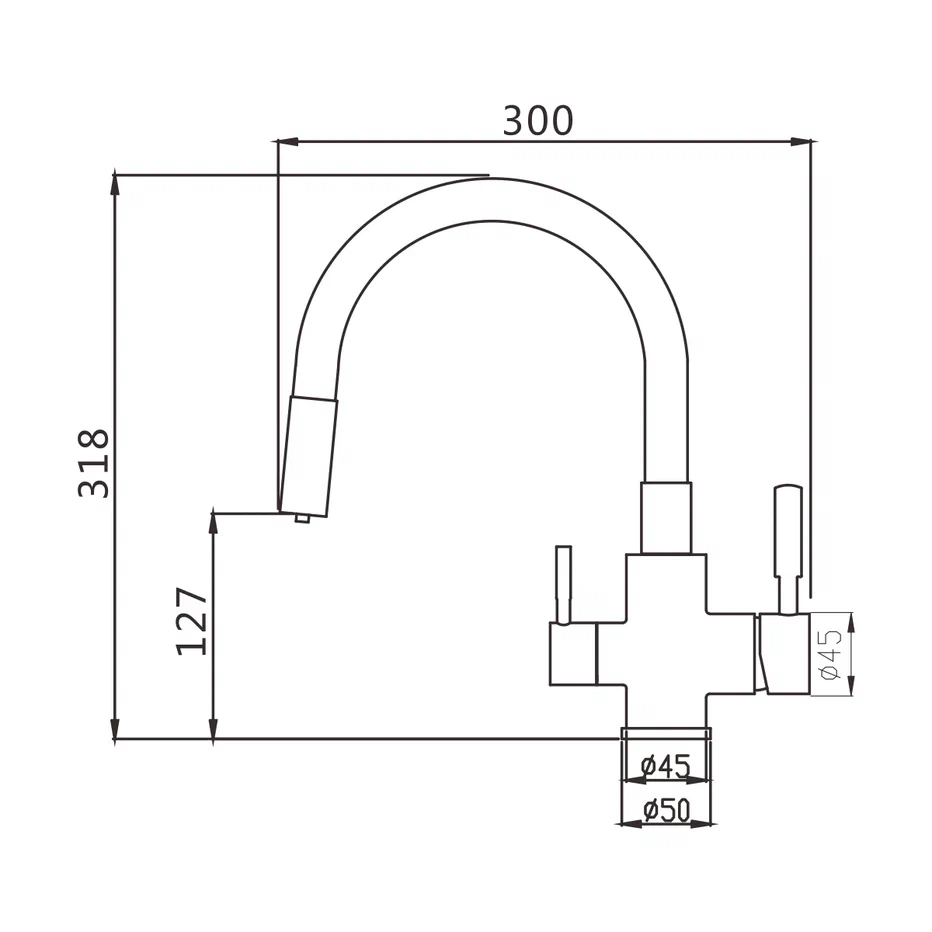 Смеситель для кухни с гибким изливом и подключением фильтра Shevanik S568B, сатин/черный, артикул S568B