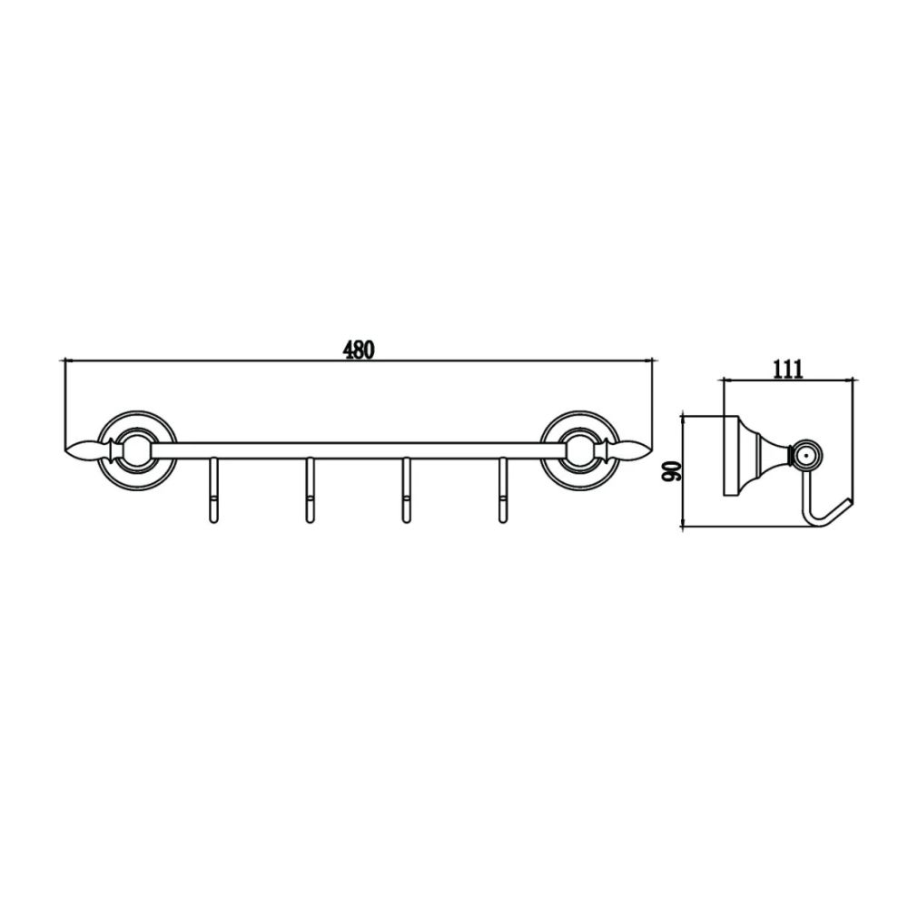Планка с крючками Savol S-06874A, хром