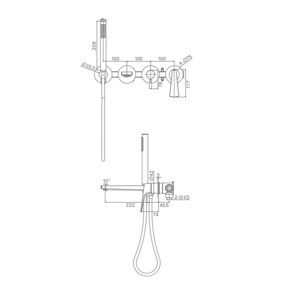 Смеситель для ванны встраиваемый Raglo R07.32, хром