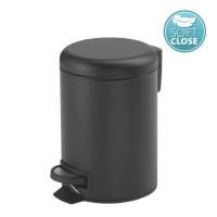 Урна POTTY для бытового мусора, с педалью, 5 л, черный матовый, нержавеющая сталь, Sapho