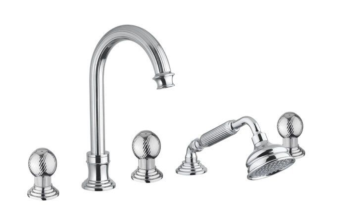 Смеситель на борт ванны с выдвижным душем и переключателем CEZARES OLIMP-BVD