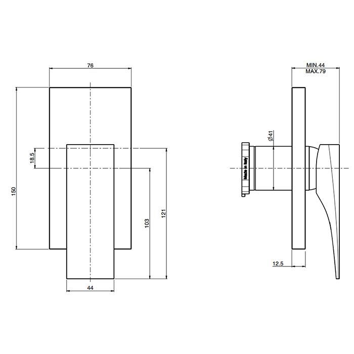 Fima Carlo Frattini Zeta Смеситель для душа, встраиваемый, цвет: чёрный матовый, артикул F3969E1NS