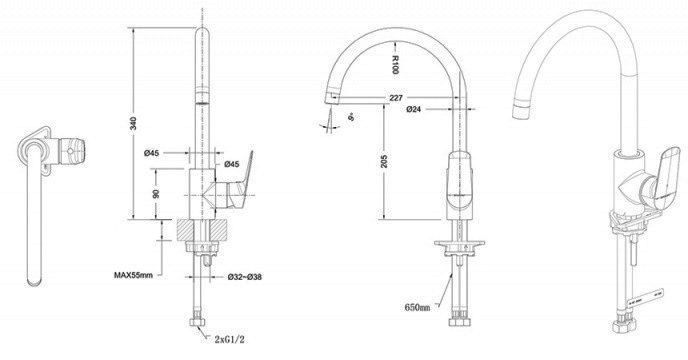 Смеситель для кухни Bravat Rhein F7429564CP-ENG Хром