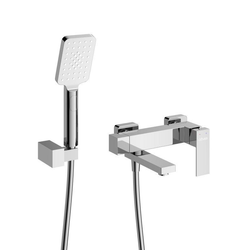 SLIDER-VD-GM Смеситель для ванны и душа однорычажный в комплекте с ручным душем, шлангом и держателем, оружейная сталь, артикул SLIDER-VD-GM