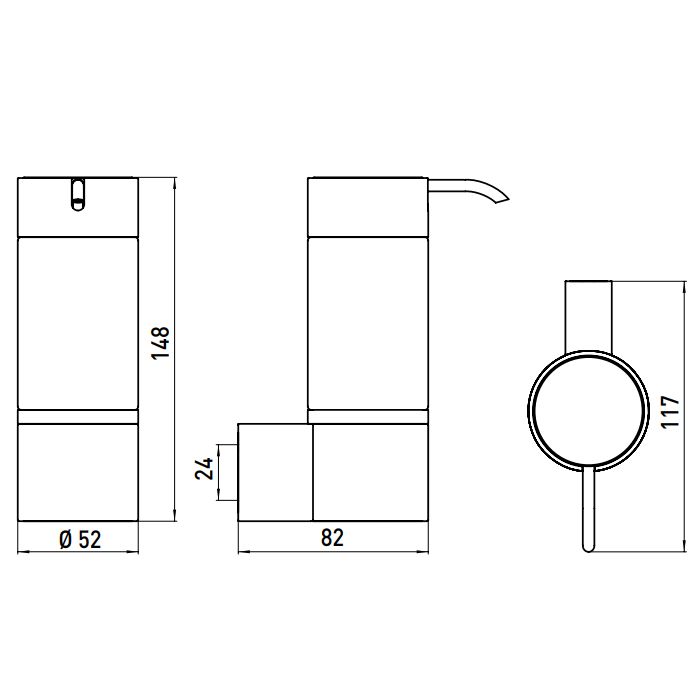 Дозатор для жидкого мыла, Emco, System2, одинарный, ширина, мм-52, глубина, мм-117, высота, мм-148, ёмкость(мл)-80, тип установки-настенный, материал колбы-стекло, материал-металл, крепеж-есть, цвет-хром