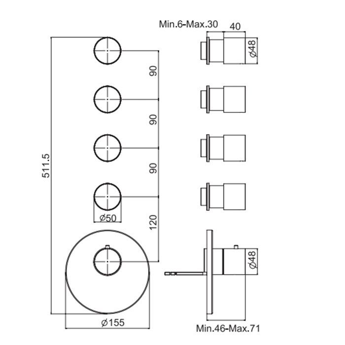 Внутренняя часть, Fima Carlo Frattini, Fimathermbox, назначение-смеситель для душа термостатический