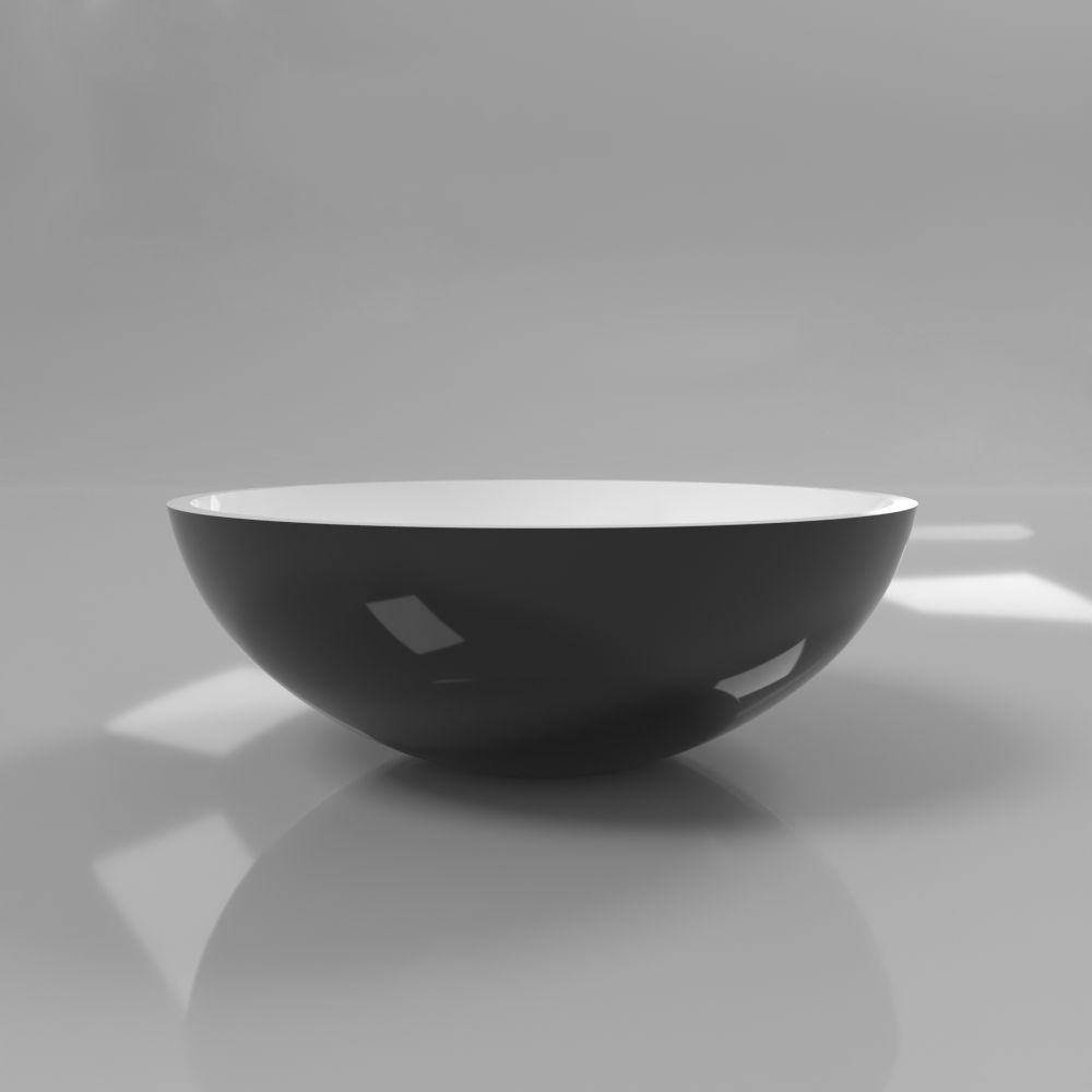 Умывальник WHITECROSS Cornelian D=43 (черный/белый глянец) иск. камень