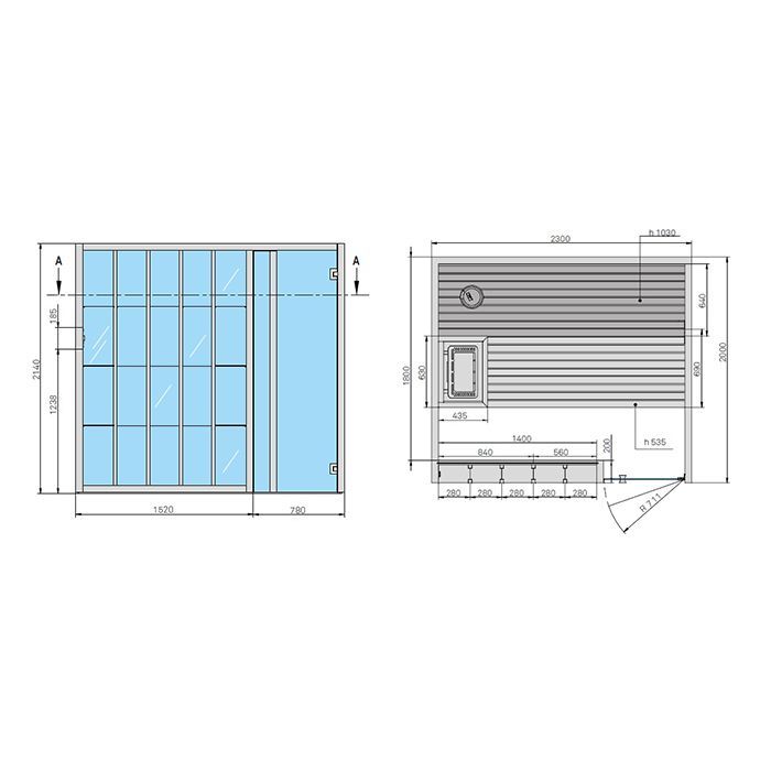 Effegibi Yoku S Shelf Сауна 230x200h214см, DX, цвет: черный орех
