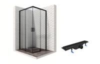 Душевой уголок Ambassador Queen Black 11011204-ST3, квадратный, линейный трап, 100х100