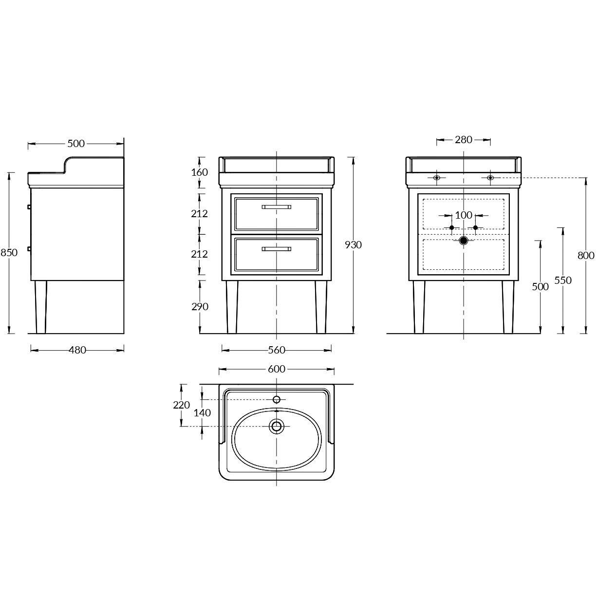 Тумба POMPEI напольная с ящиками 60, черная глянцевая