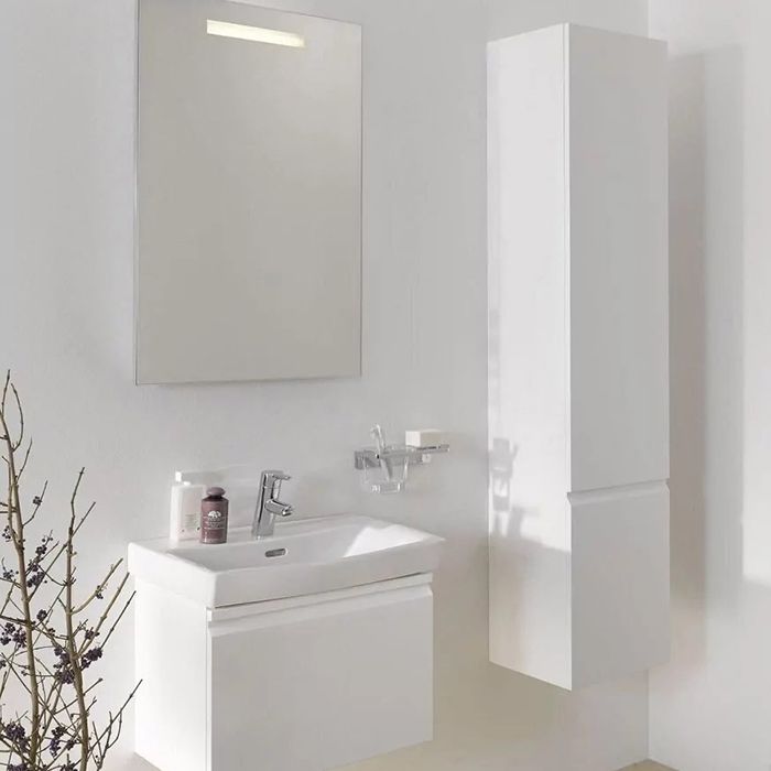 LAUFEN PRO S Высокий шкафчик , 350x335x1650 мм, 1 дверка,4 стеклянные полочки, механизм мягкого закрывания, петли справа, цвет белый матовый, артикул 4.8312.2.095.463.1