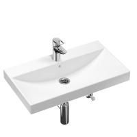 Комплект 4 в 1 Lavinia Boho Bathroom Sink 21510410, врезная фарфоровая раковина 80 см, смеситель с донным клапаном, латунный сифон, угловые вентили 2 шт.