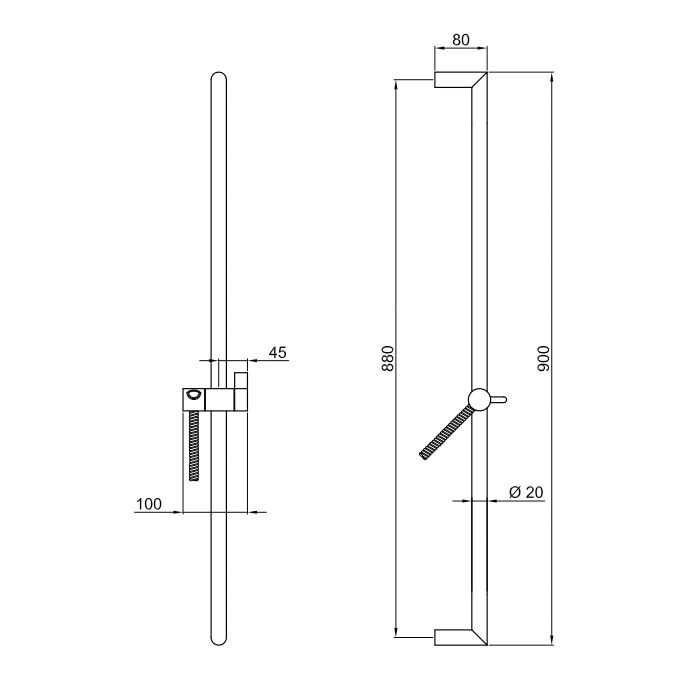 Fantini  Душевая штанга , без ручной лейки, шланг 150см,крепление, цвет Matt Copper PVD