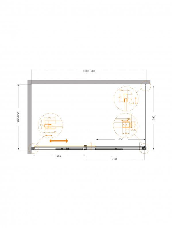 Душевой уголок CEZARES PLANE-AH-1 арт. PLANE-AH-1-140/100-C-CR, артикул PLANE-AH-1-140/100-C-CR