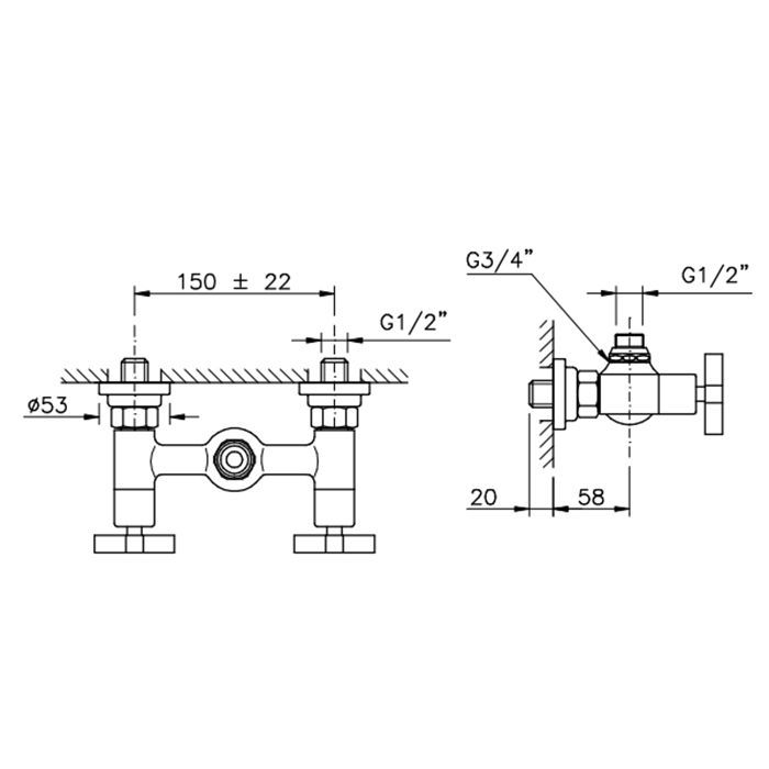 Nicolazzi Mac Kinley 05 Смеситель для душа, двухвентильный, цвет хром