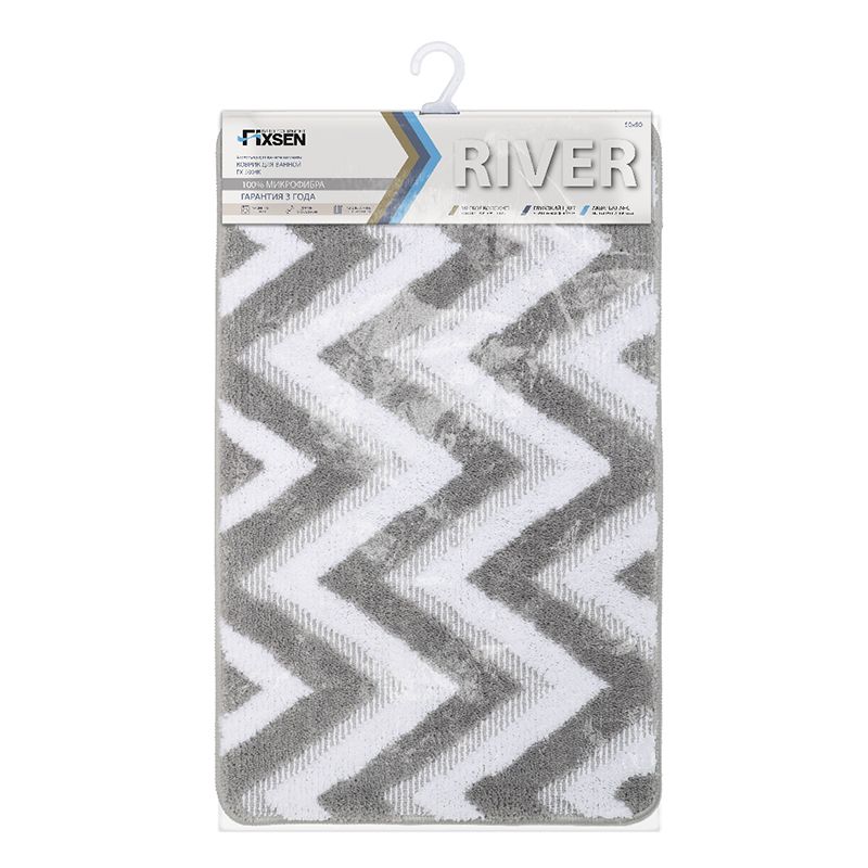 Коврик для ванной комнаты FIXSEN RIVER FX-5004K, серый, артикул FX-5004K