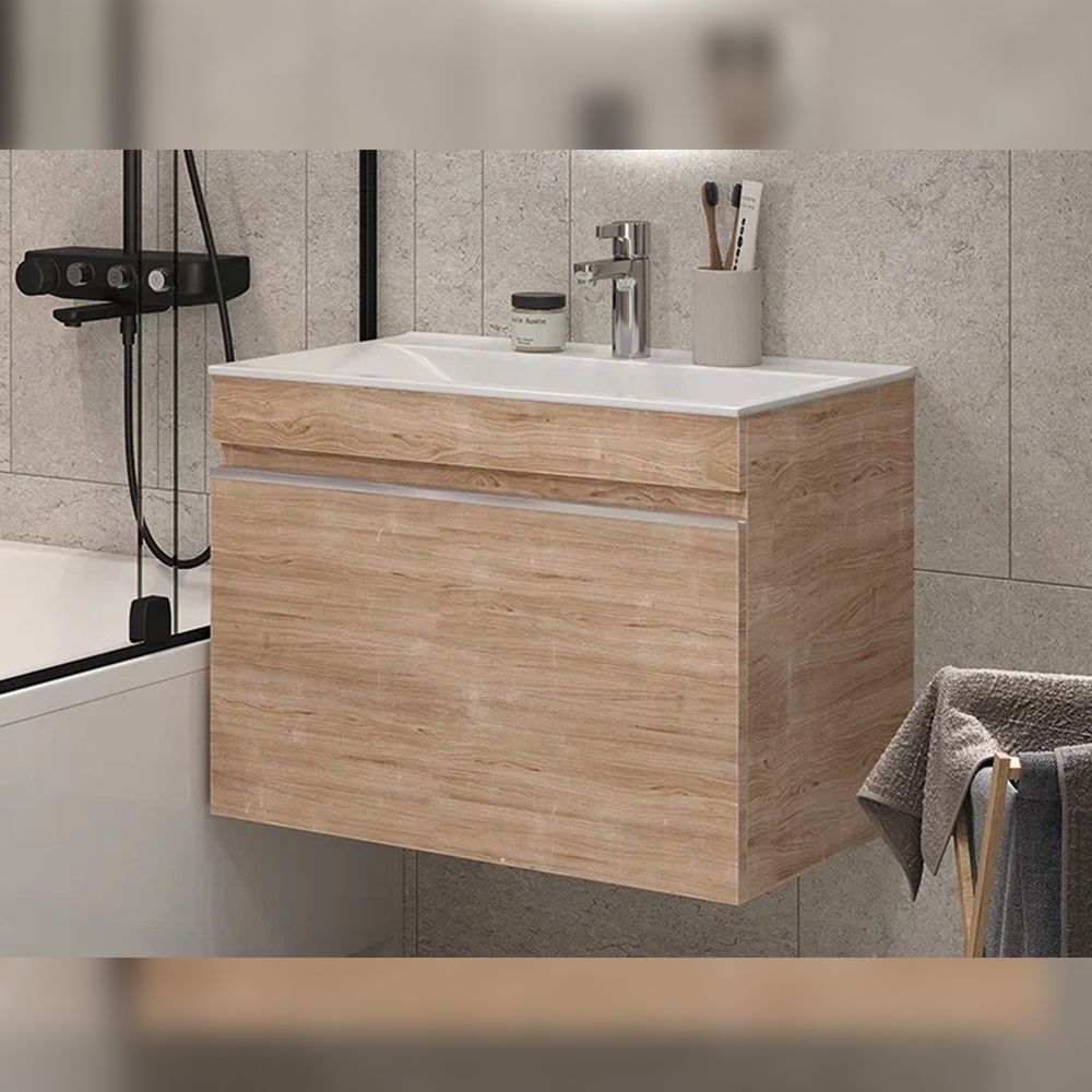 Тумба под раковину подвесная Velvex Pulsus tp.PUL.PUL.70.1Y дуб сонома, 70 см, артикул tp.PUL.PUL.70.1Y дуб сонома