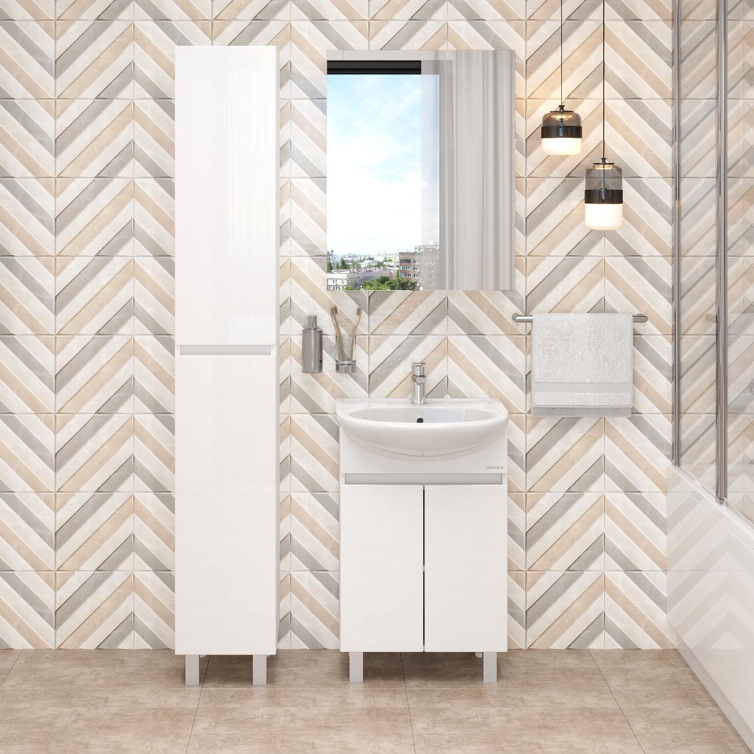 Тумба Onika Милтон 55 напольная, белая (ум. Уют 55)