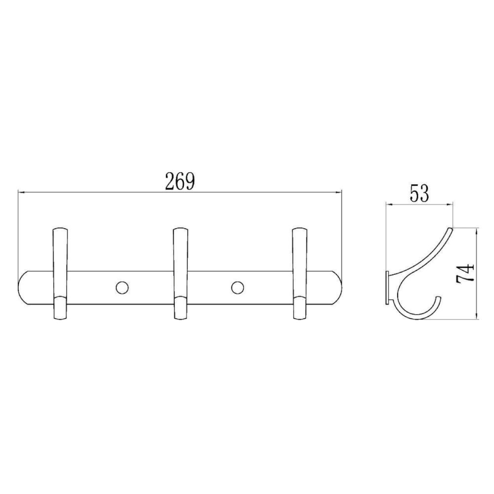 Планка с крючками Savol S-004253, хром, артикул S-004253