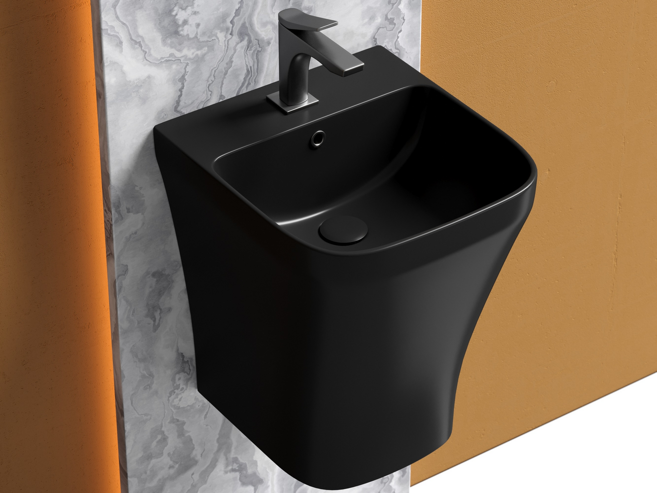 Раковина моноблок подвесная Дион (Dion) 365x406x447, цвет черный матовый, арт. CN6067MB, артикул CN6067MB