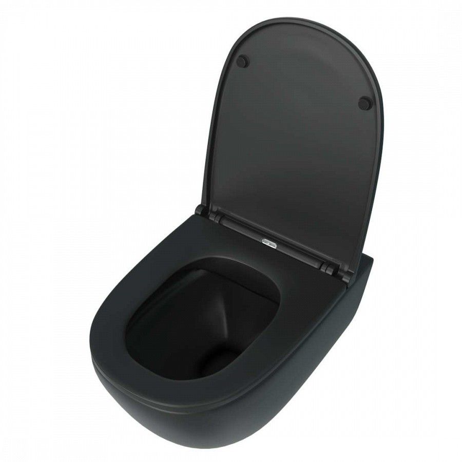 Унитаз подвесной Maretti Elena безободковый с микролифтом, EA10PBM61-560, черный, артикул EA10PBM61-560