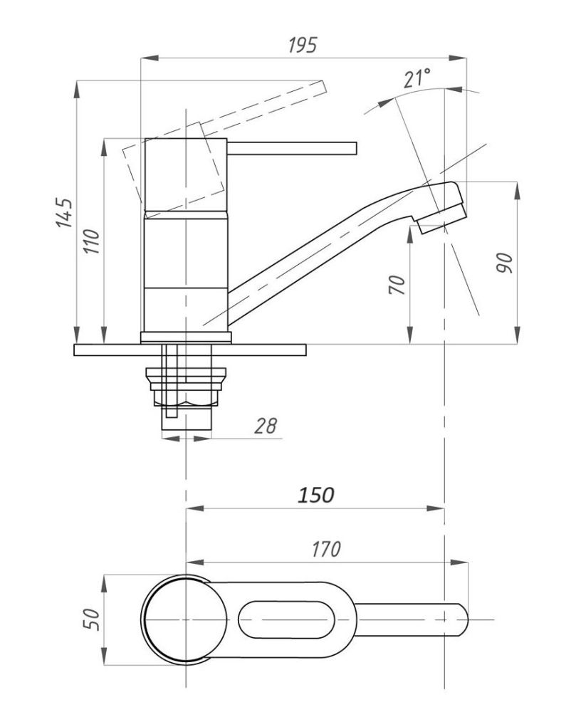 Смеситель для раковины TSARSBERG тип См-УмОЦБА, См-МОЦБА (TSB-618-1109), артикул TSB-618-1109
