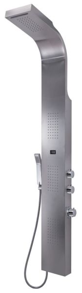 Gedy G-SPA 02, многофункциональная душевая панель с термостатом, цвет нержавеющая сталь