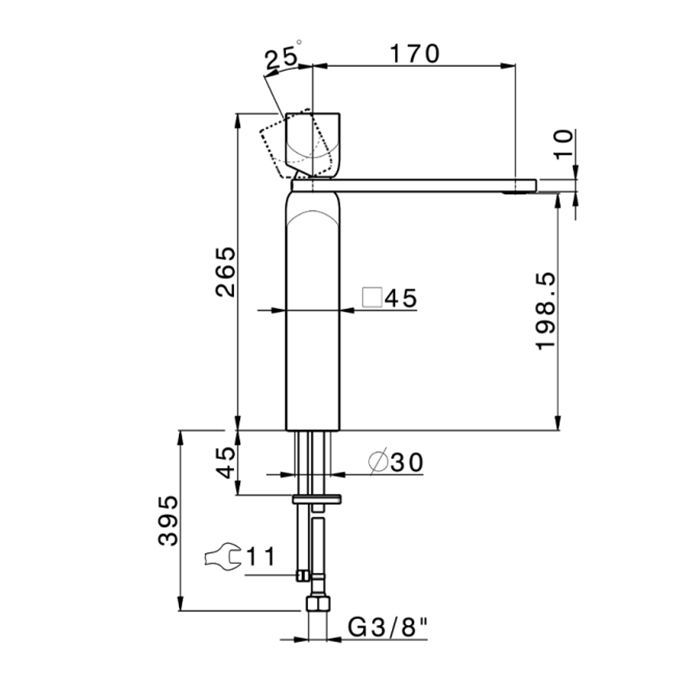CISAL HI-RISE Смеситель для раковины на 1 отверстие, однорычажный, отделка NeroOpaco/OroSpazz, артикул RI0035447W