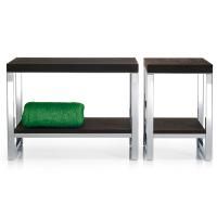 Decor Walther Wood SO Скамейка с полкой 60x30x44см, цвет: сталь полированная / темный ясень ЗАКАЗ ПО ЗАПРОСУ