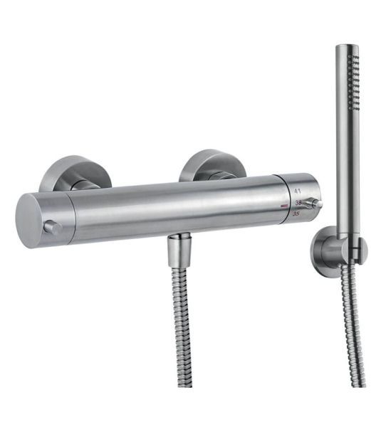 Emmevi Filoinox, однорычажный термостатический смеситель для душа c набором для душа, из нержавеющей стали