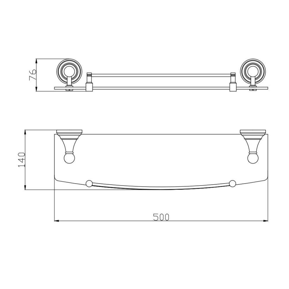 Полка стеклянная Rav Slezak MORAVA MKA0900/50SM, бронза