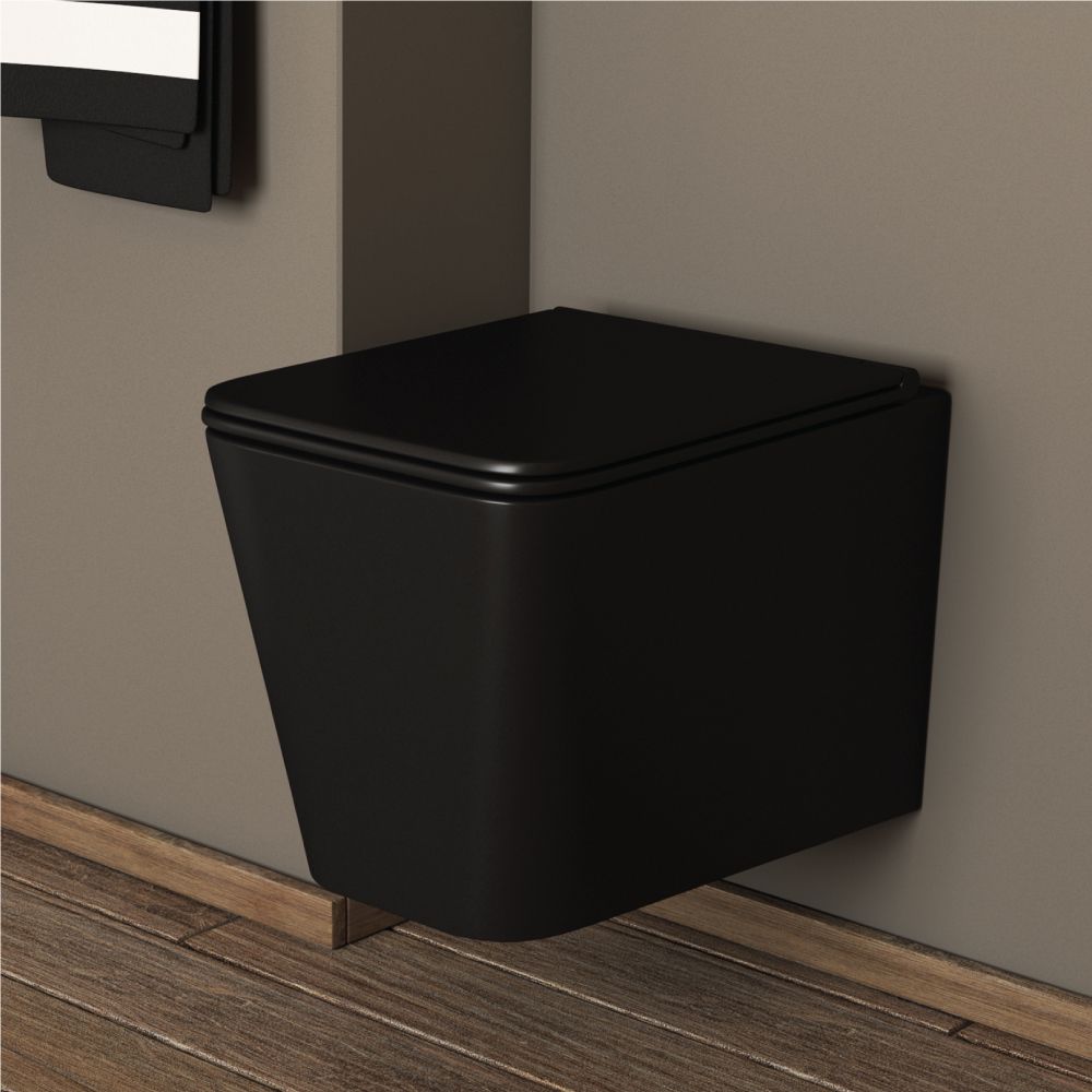 Унитаз подвесной  безободковый OWL Vatter Ruta-H  Matt Black с сиденьем DP микролифт