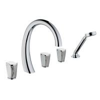 THG PORCELAIN BLANCHE DECOR PLATINE Смеситель на борт ванны на 5 отверстий, с прогрессивным смесителем для ручного душа, ручной душ, цвет хром