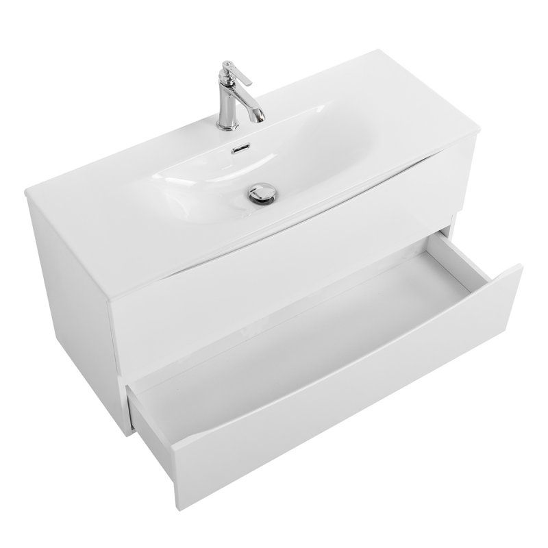 MARINO-CER-MINI База под раковину подвесная с двумя выкатными ящиками, Nero Lucido, 996x390x500, MARINO-CER-MINI-1000-2C-SO-NL-P, артикул MARINO-CER-MINI-1000-2C-SO-NL-P