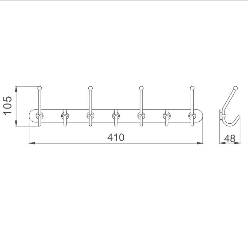 Планка с крючками для полотенец D-Lin D201854-7, хром