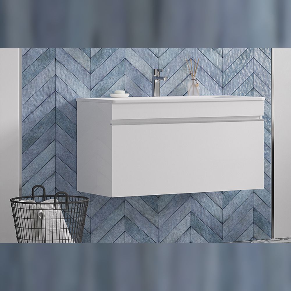 Тумба под раковину подвесная Velvex Pulsus tp.PUL.PUL.100.1Y белый глянец, 100 см, артикул tp.PUL.PUL.100.1Y белый глянец