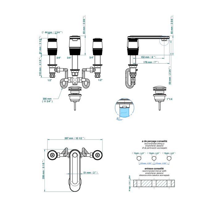 THG CORVAIR Смеситель для раковины на 3 отверстия, с донным клапаном, цвет полированное золото THG CORVAIR Смеситель для раковины на 3 отверстия, с донным клапаном, цвет полированное золото