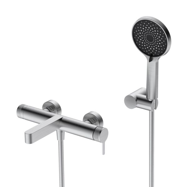 DELTA2.0 Смеситель для ванны и душа в комплекте с ручным душем, шлангом и держателем, сатин DEL2.0-VASM-IN