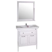 Тумба под раковину ASB-Woodline Гранда 85 Белая c серебряной патиной