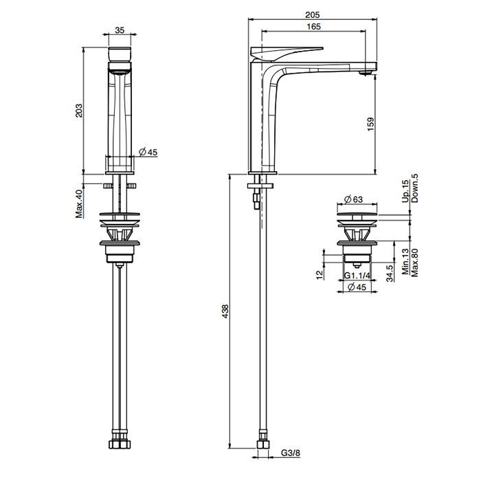 Fima Carlo Frattini Zeta Смеситель для раковины, на 1 отв., высокий, цвет: чёрный матовый Fima Carlo Frattini Zeta Смеситель для раковины, на 1 отв., высокий, цвет: чёрный матовый