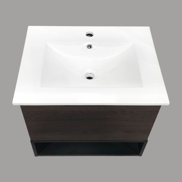 Тумба с раковиной Comforty Франкфурт 60 4150530 подвесная Дуб шоколадно-коричневый Черная матовая