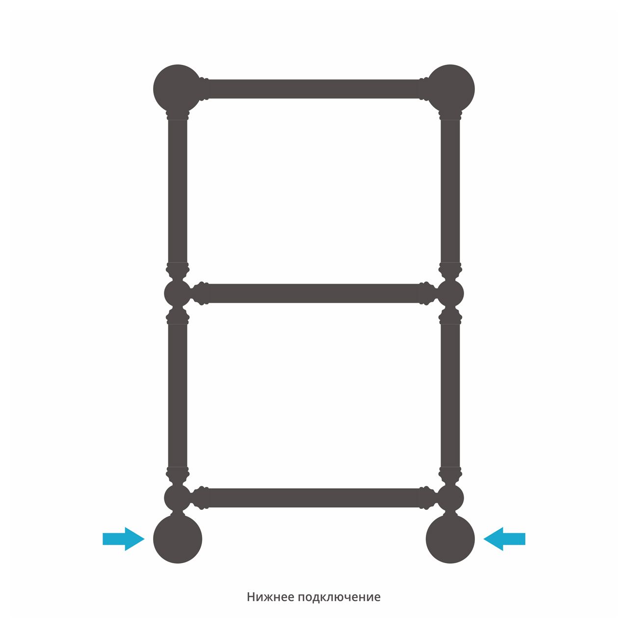 Полотенцесушитель водяной "Ренессанс 1304" 660х400 (МУАР Темный Титан)