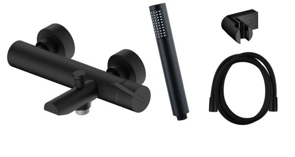 AQG Urban, однорычажный смеситель для ванны c набором для душа, цвет черный матовый