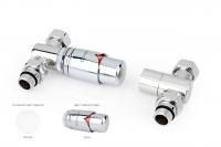 Автоматический терморегулятор прямой G 1/2" НР х G 3/4" НГ (набор) (Белый - Хром)