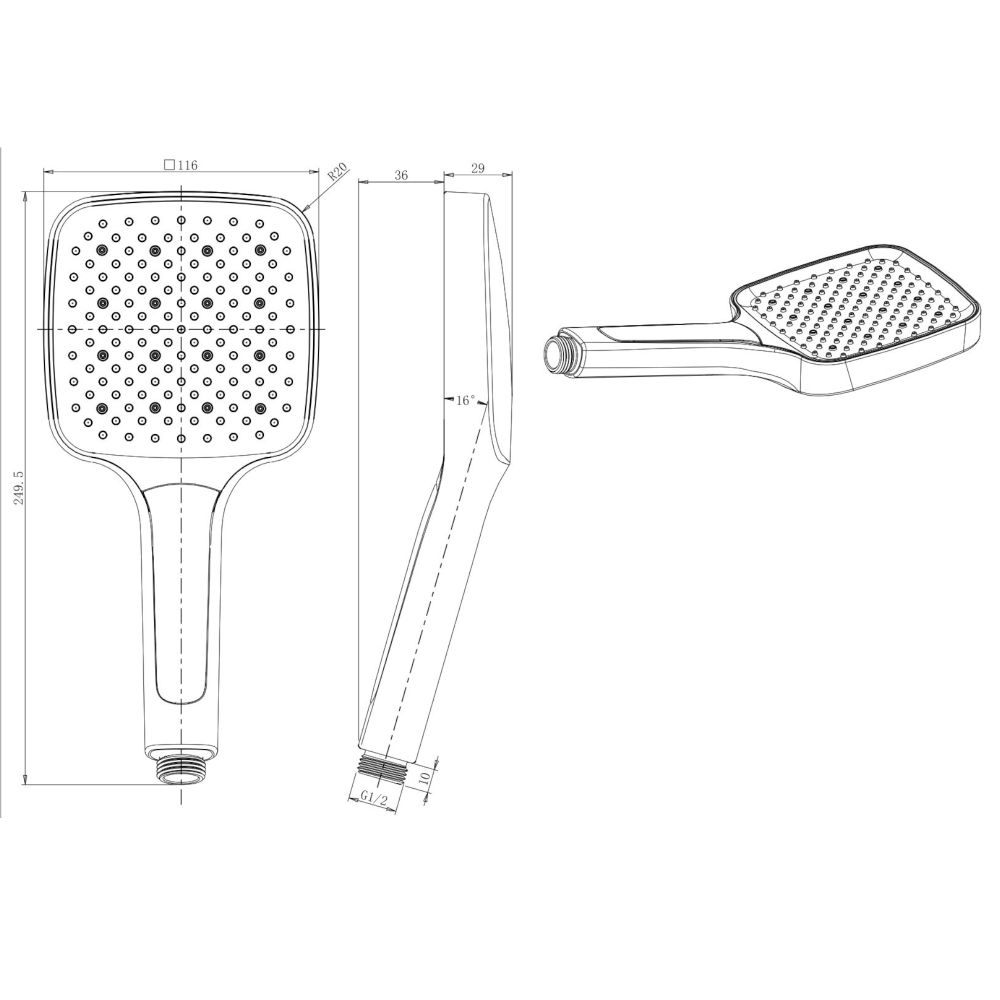 Душевая лейка Savol SK-SP01, хром/черный