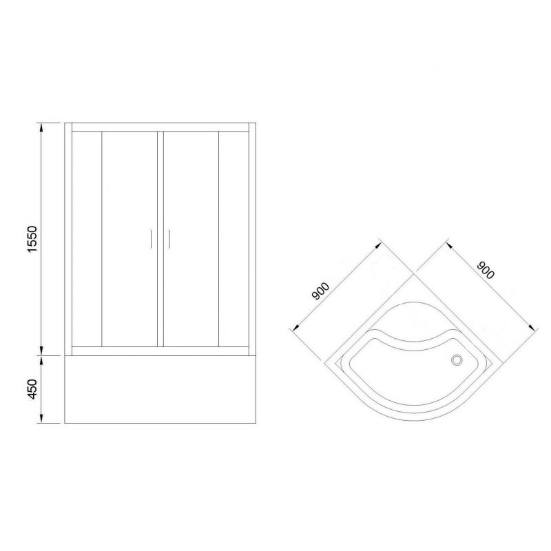 Душевой уголок Royal Bath 90х90 RB-EKO90BK-M с поддоном профиль Сатин стекло рифленое матовое
