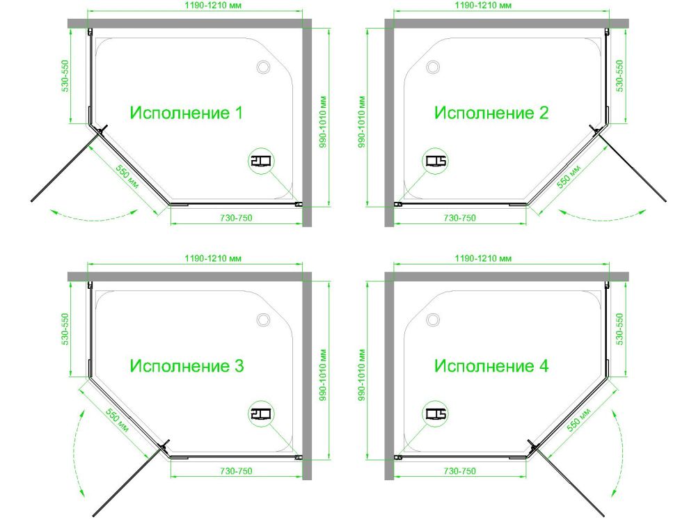 Душевой уголок Royal Bath RB 1210TR-T-BL  100х120х200 (прозрачное), артикул RB1210TR-T-BL