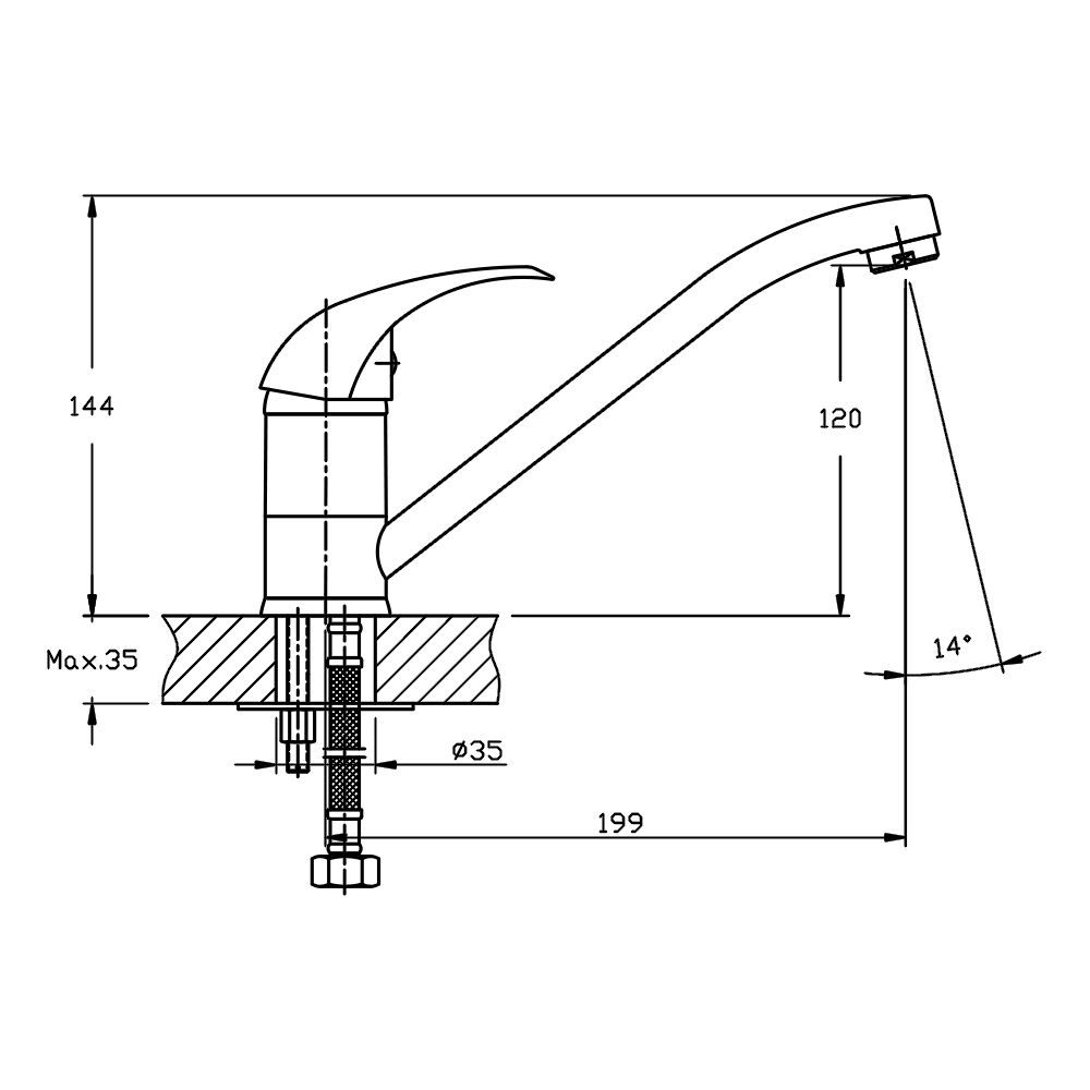 Смеситель для кухни GranFest Z-3321, серый, артикул Z-3321 серый