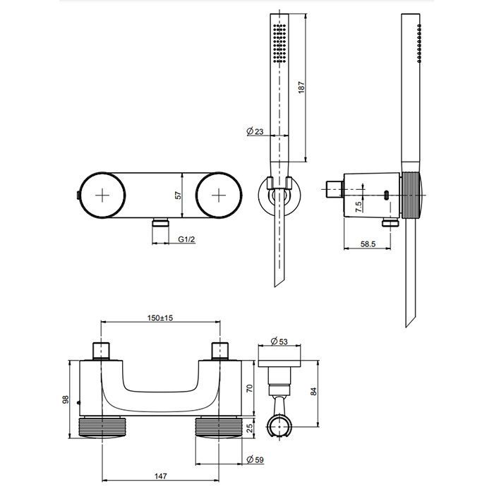 Fima Carlo Frattini Texture Collection Смеситель для душа, настенный, с ручным душем, цвет: золото